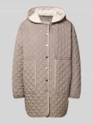 WHITE LABEL Steppmantel mit Druckknopfleiste in Taupe, Größe 34