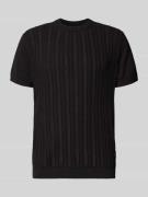 Lindbergh T-Shirt mit Zopfmuster in Black, Größe L