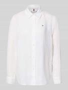 Tommy Hilfiger Relaxed Fit Langarmbluse aus reinem Leinen in Weiss, Gr...