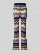 Oui Flared Hose aus Viskose-Mix im Allover-Look in Black, Größe 34