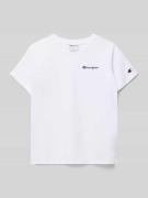 CHAMPION T-Shirt mit Label-Stitching und Rundhalsausschnitt in Weiss, ...