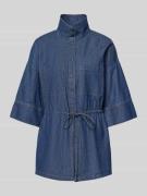 Jake*s Collection Jeansbluse mit Stehkragen und Schnürung in Dunkelbla...