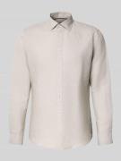 Jake*s Regular Fit Freizeithemd aus Leinen-Mix in Beige, Größe L