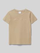 CHAMPION Regular Fit T-Shirt mit Logo-Stitching in Sand, Größe 140