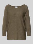 comma Strickshirt aus Viskose-Mix mit 3/4-Arm in Khaki, Größe 34