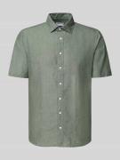 Jake*s Slim Fit Freizeithemd aus Leinen-Mix in Schilf, Größe L