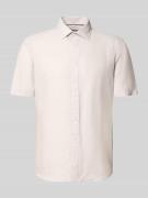 Jake*s Slim Fit Freizeithemd aus Leinen-Mix in Beige, Größe L