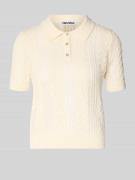 Review Slim Fit Poloshirt in Strick-Optik Modell 'Ajour' in Offwhite, ...