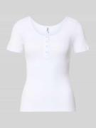 Pieces Slim Fit T-Shirt aus Baumwoll-Mix Modell 'KITTE' in Weiss, Größ...