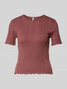 Only Slim Fit T-Shirt aus Baumwoll-Mix Modell 'TENNA' in Rostrot, Größ...