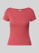 Jake*s Casual T-Shirt mit U-Boot-Ausschnitt in Altrosa, Größe L