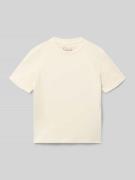 KARL KANI Regular Fit T-Shirt mit Logo-Stitching in Ecru, Größe 134