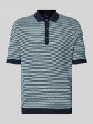 Brax Slim Fit Poloshirt in Strick-Optik mit Leinen-Anteil in Marine, G...