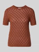 Jake*s Collection Strickshirt mit Lochstickerei in Hellbraun, Größe L