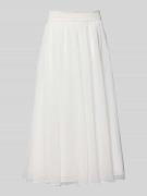 Luxuar Midirock aus Chiffon mit Reißverschluss in Offwhite, Größe 42