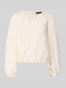 Oui Regular Fit Bluse mit Fransen und Rundhalsausschnitt in Offwhite, ...