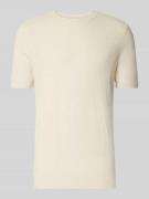 Profuomo T-Shirt aus Baumwoll-Leinen-Mix in Offwhite, Größe L