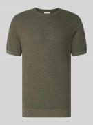 Profuomo T-Shirt aus Baumwoll-Leinen-Mix in Oliv, Größe L