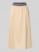 WHITE LABEL Midirock mit elastischem Bund in Sand, Größe 34