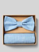 Prince Bowtie Fliege und Einstecktuch im Set aus reinen Leinen in Blau...
