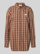 OH APRIL Oversized Hemdbluse mit Label-Detail Modell 'Lilia' in Dunkel...