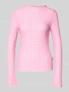 OH APRIL Longsleeve mit Wellensaum in Hellrosa, Größe XL