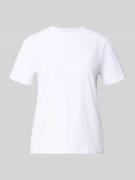 Vila T-Shirt mit geripptem Rundhalsausschnitt Modell 'NORA' in Weiss, ...