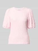 Vila Blusenshirt mit Strukturmuster Modell 'FALL' in Hellrosa, Größe L