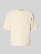 REVIEW Regular-Fit T-Shirt in Plissee-Optik in Ecru, Größe L