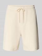 REVIEW Shorts in Plissee-Optik mit elastischem Bund in Ecru, Größe L