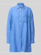 0039 Italy Relaxed Fit Longbluse aus Leinen Modell 'TAHIA' in Bleu, Gr...