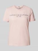 Tommy Hilfiger T-Shirt mit Label-Print in Rosa, Größe S