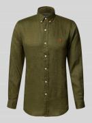 Polo Ralph Lauren Slim Fit Freizeithemd aus reinem Leinen in Oliv, Grö...