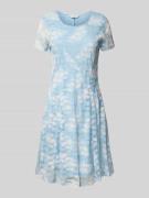 Apricot Knielanges Kleid mit Rundhalsausschnitt in Hellblau, Größe L