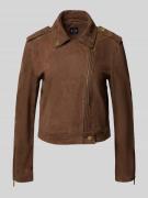 ARMANI EXCHANGE Lederjacke mit Umlegekragen und Reißverschluss in Scho...