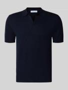 Manuel Ritz Regular Fit Poloshirt mit V-Ausschnitt in Marine, Größe L