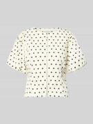 Neo Noir Slim Fit Bluse mit Puffärmeln Modell 'ANELA DOT' in Weiss, Gr...