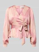 Neo Noir Regular Fit Wickelbluse mit Bindegürtel in Rosa, Größe 38