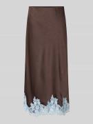 Neo Noir Midirock aus Satin mit Spitzenbesatz Modell 'NAIRA' in Mittel...