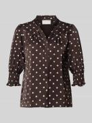 Neo Noir Regular Fit Bluse mit Stehkragen Modell 'Diana' in Mittelbrau...