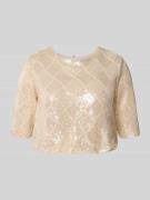 Rinascimento T-Shirt mit Pailletten und 1/2-Arm in Beige, Größe XL