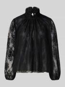 Rinascimento Regular Fit Bluse aus Spitze mit Stehkragen in Black, Grö...