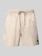 BOSS Badeshorts mit Label Stitching Modell 'ICONIC' in Sand, Größe L