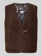 ICHI Regular Fit Weste aus Teddyfell Modell 'Gozima' in Dunkelbraun, G...