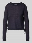 REVIEW Rundhals Pullover mit Tunnelzug in Dunkelblau, Größe L