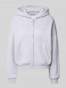REVIEW Oversized Sweatjacke mit Kapuze in Hellgrau Melange, Größe L