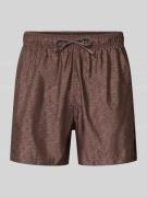 Emporio Armani Regular Fit Badeshorts mit Allover-Logo-Print in Mittel...