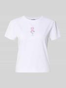 REVIEW Schmal geschnittenes T-Shirt aus Baumwollmix mit Blumen-Print i...