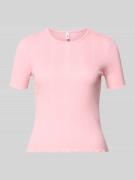 Only Slim Fit T-Shirt aus Baumwoll-Mix Modell 'TENNA' in Rosa, Größe L
