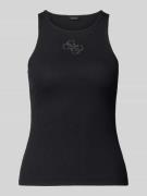 Guess Tanktop in Ripp-Optik mit Logo in Black, Größe L